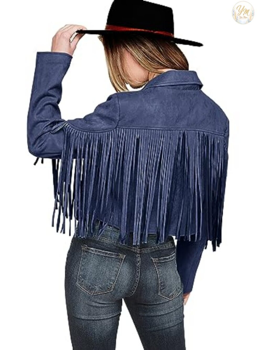 Faux Suede Fringe Jacket Women Cropped Western Moto Coat